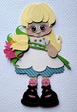 May Mini Calendar Girl Blonde Hair. Scrapbook, Card making Paper Piecing