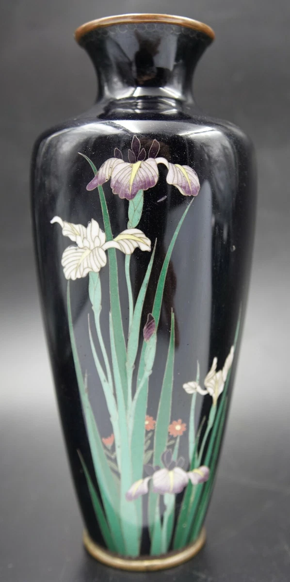 蓝色景泰蓝日本古董花瓶| eBay