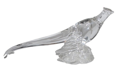 Vtg Heisey Clear Crystal Glass Pheasant Bird Figurine Ringneck Ohio 1940's - Picture 4 of 12