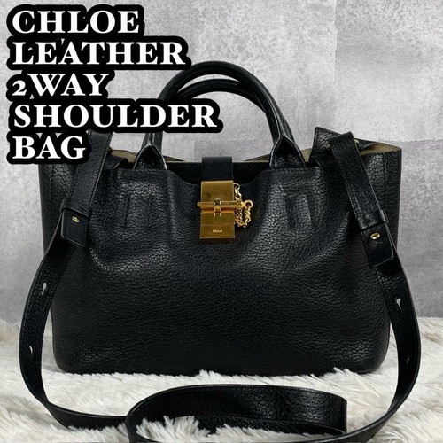 Chloe Black Leather Handbag Shoulder bag Vintage From Japan - Picture 11 of 24