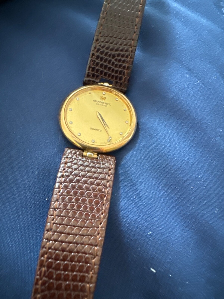 Raymond Weil 18k Gold Swiss Quartz Silver Dial Leather Strap