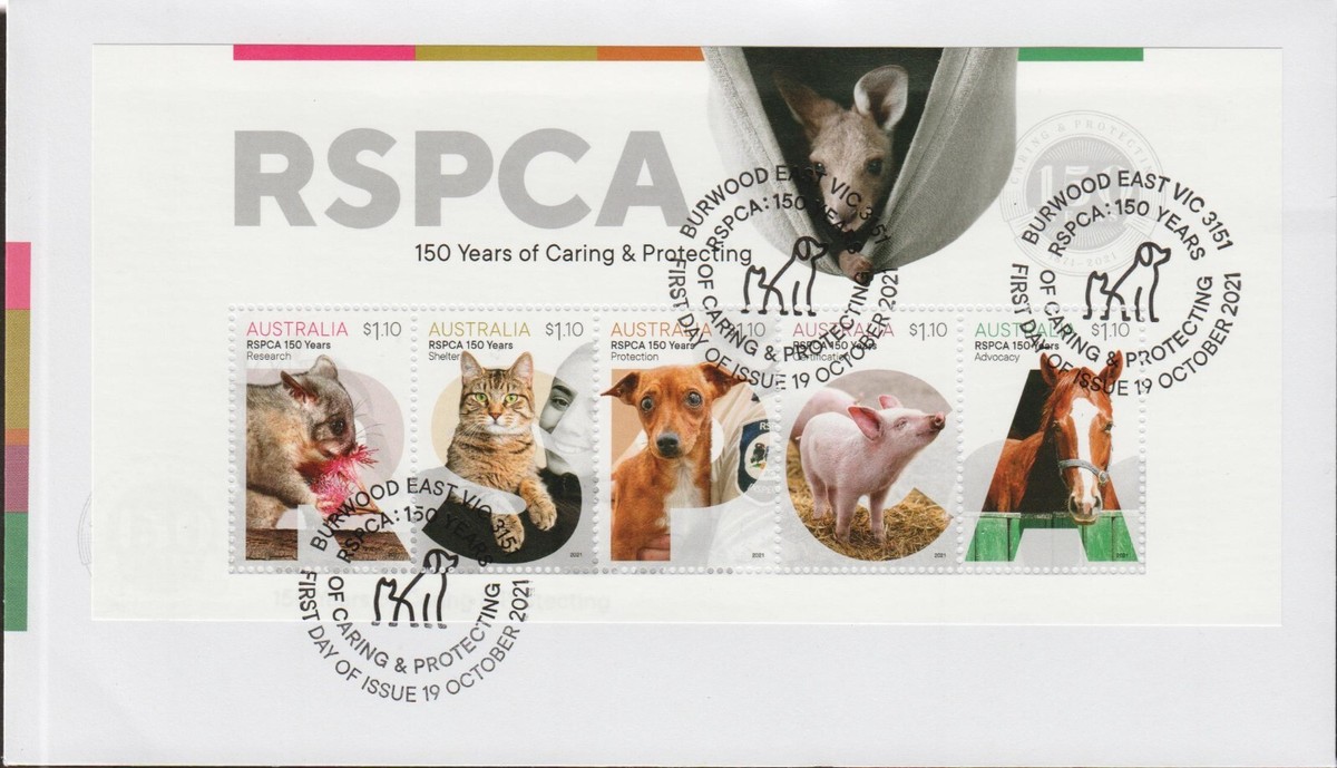 AUSTRALIA 2021 RSPCA Cats, Dogs, etc, souvenir sheet FIRST DAY - Main Image