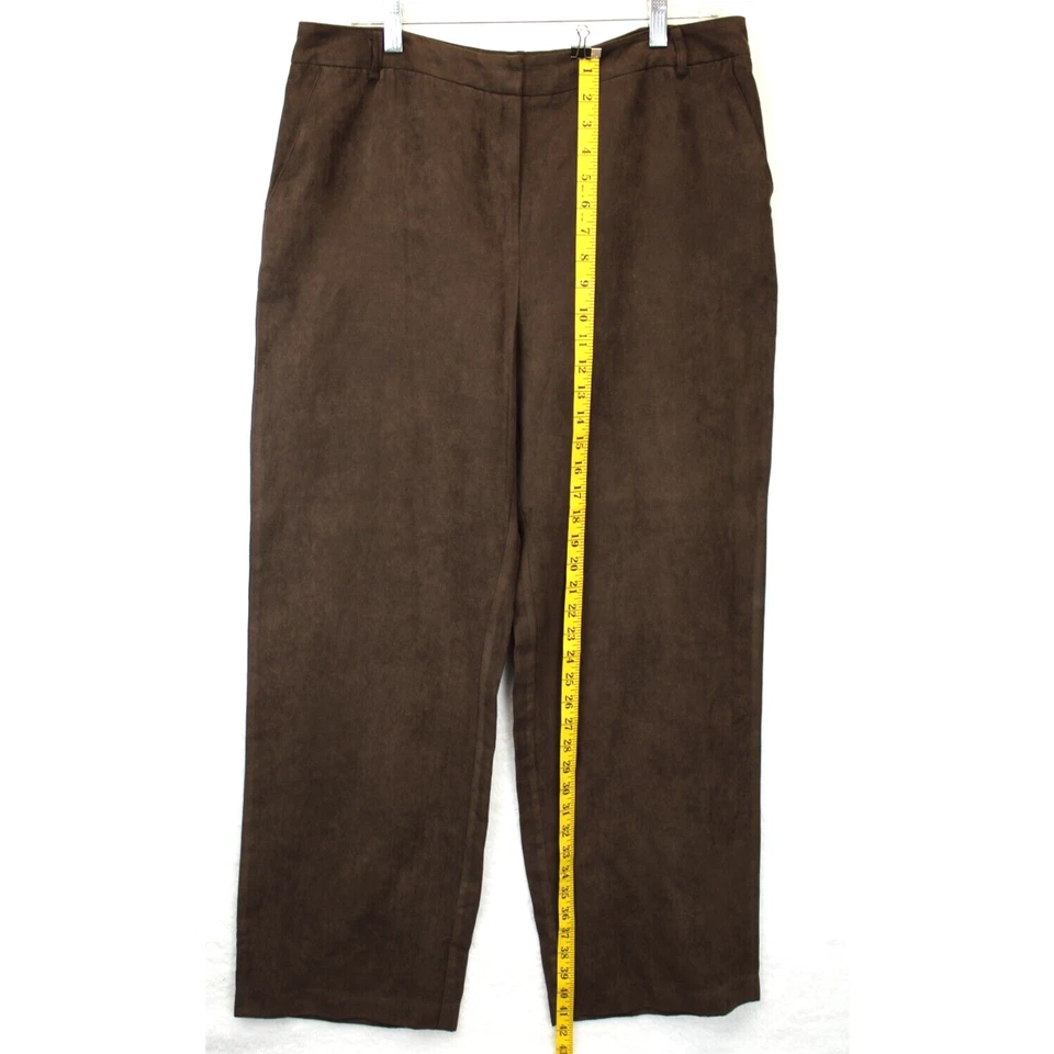 Norton Mcnaughton Wide Leg Pants Women 14 Faux Suede High Waist Brown Trousers - Image 3 of 4