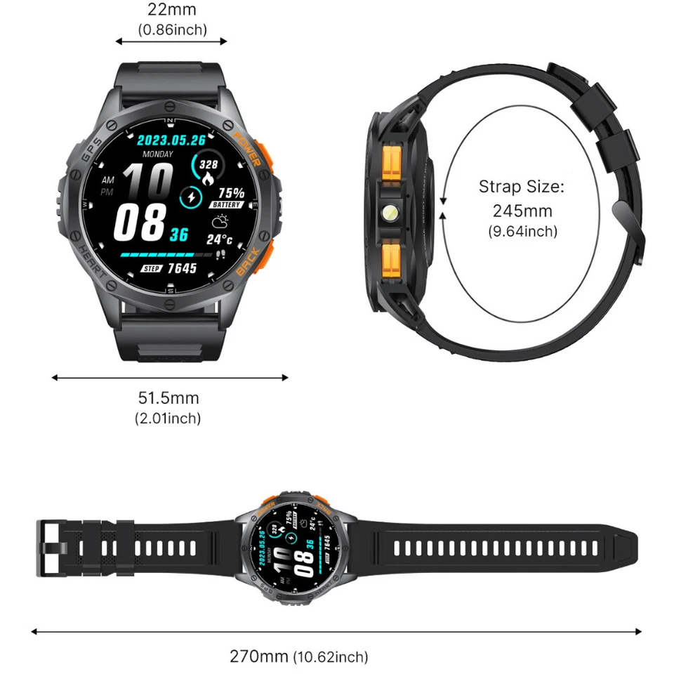 2025 Military Smart Watches (Answer/Make Calls),Built-in GPS With LED Flashlight - Image 2 of 4