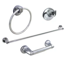 Bathroom Hardware Accessories 4 Piece Set with 24" Towel Bar - Polished Chrome 