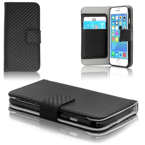 Samsung Galaxy Models Carbon Fiber Flip Wallet Book Stand Cover Luxury Case - Picture 2 of 12