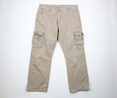 Vintage 90s Streetwear Mens 38x30 Distressed Wide Leg Cargo Pants Trousers  Beige