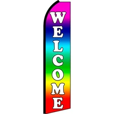 Welcome 2 1/2 ft X 11 1/2 ft Windless Flag