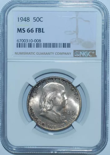 1948 NGC MS66FBL Full Bell Lines Franklin Half Dollar