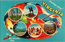Postcard Greetings From Virginia Multi-View Artist Palette 