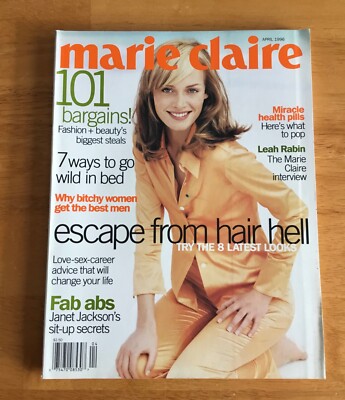 Marie Claire Magazine April 1996 Amber Valletta Cover No Label Newsstand