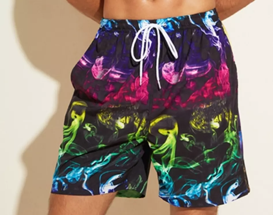 SHORT CALECON DE PLAGE DE BAIN HOMME MULTICOLORE. 3 poches.