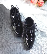 1/3 1/4 DK/AS BJD Doll Shoes Retro Fashion Black PU Leather Boots with Shoelaces