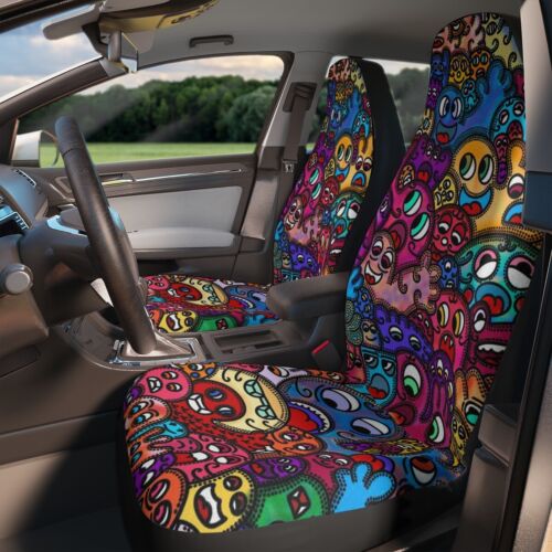 Modern Art Doodle Seat Covers for Car, Cute Car Accessories (set of 2) - Picture 1 of 16