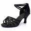Satin Embroidered Blue Flowers Ballroom Latin Dance Shoes For Women Girls Soft Soled Mesh Shoes Middle Heels Waltz Tango Rhythm Dancing Shoes 864976751315