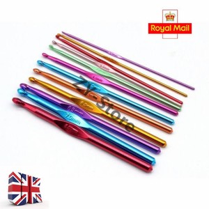 Details About 12 Crochet Needles Hook Set 2mm 8mm Aluminium Knitting Various Sizes Yarn Uk