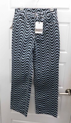New Ragged Dark Blue Wave 100% Cotton Denim Jeans 28