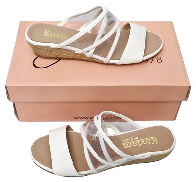 KINDARA BY GAIMO Eras Damen Weiß Leder Slipper Keilabsatz EU36 UK 3 UVP 69£