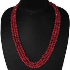 TOP SELLING 311.00 CTS NATURAL FACETED ENHANCED RUBY BEADS NECKLACE (DG)