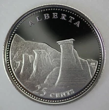CANADA 1867-1992 ANNIVERSARY 25 CENTS ALBERTA SILVER PROOF QUARTER COIN