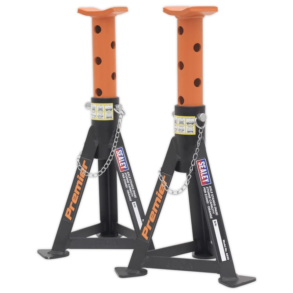Sealey AS3O Axle Stands (Pair) 3tonne Capacity per Stand Orange - Image 2 of 4