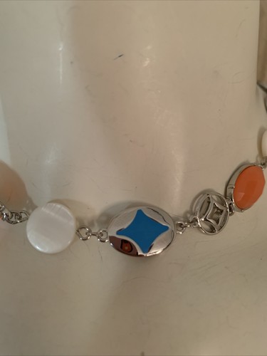 NWOT BROOKS BROTHER SILVER TONE SIGNED ENAMEL 16" NECKLACE CS114 - Picture 3 of 4