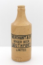 VINTAGE MERCHANT SOUTHPORT SEFTON MERSEYSIDE CROWN CAP STONE GINGER BEER BOTTLE