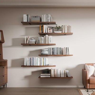 ONOTETUT 6 Tier Book Shelf,36 inch Walnut Long Floating Shelf for Wall,Adjust...