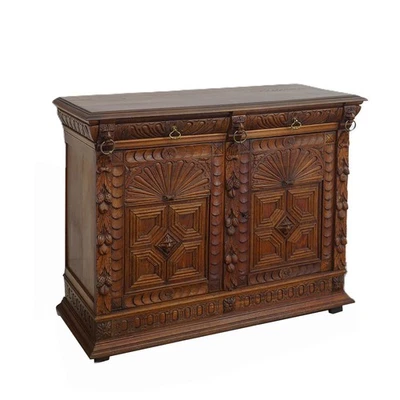 Anrichte Sideboard TV-Schrank Antik um 1880 Eiche massiv B: 130 cm -12040- - Bild 1 von 4