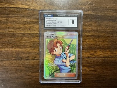 2018 POKEMON SUN & MOON CELESTIAL STORM #162 FULL ART/BILL'S MAINTENANCE CGC 8