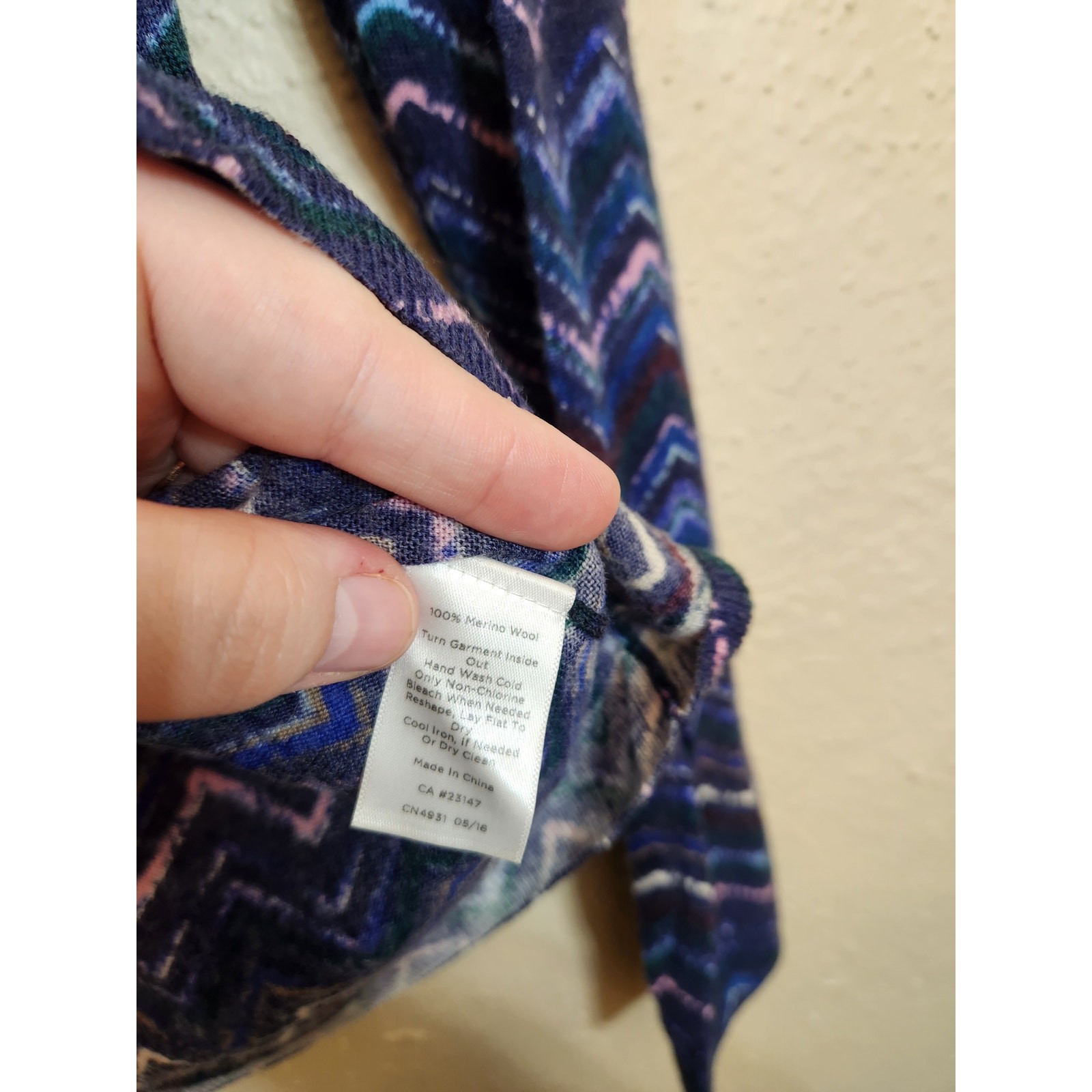 Talbots Womens Blue Zig Zag Pattern Pure Merino W… - image 4