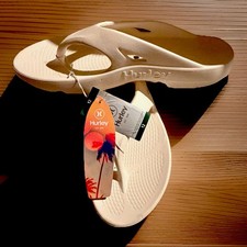 Hurley Men's Size 13 Rubber Flip-Flops Sandals White New with Tags