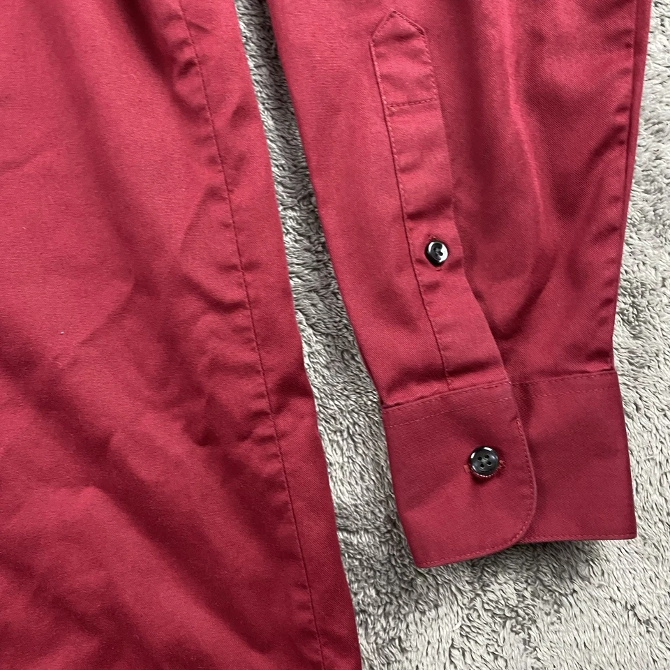 Van Heusen Lux Sateen Dress Shirt Mens 15.5 32/33 Red Button Down Wrinkle Free - Image 4 of 4