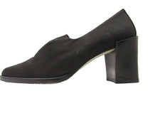 DONALD J PLINER BLACK Elastic Fabric Slip On Pumps Mules SHOOTIES Block Heels 6M