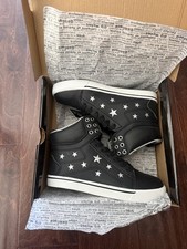 Pastry Pop Tart Star Shoes - Kids US 3 - Black Silver High Top Dance Sneaker