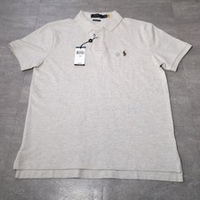 Polo Ralph Lauren Men's Custom Slim Fit Mesh Polo Shirt Grey Medium NWT