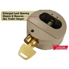 Trimax Hockey Puck Internal Shackle Trailer Door Lock Univ Fit Re-Keyable