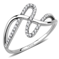 Women's Infinity Ring, Clear CZ, Stainless Steel, Sparkling, Elegant
