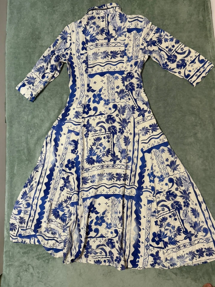 Joie Women's Floral Midi Shirt Dress Blue/White Sz Small Pre-owned Good - Image 3 of 4