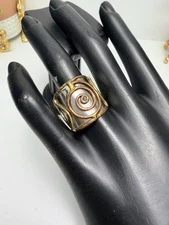 Modernist Chunky Adjustable Ring Mixed Metals Spiral Design Statement