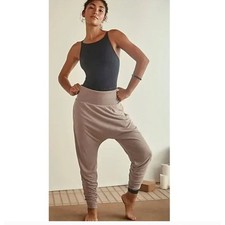 Free People Movement Echo Harem Pants Taupe XS Yoga Lounge Boho Drop Crotch