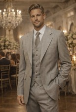 Vintage League Of Gentlemen Worsted Wool 3pc Suit England 1970  s Brwn Heather 32