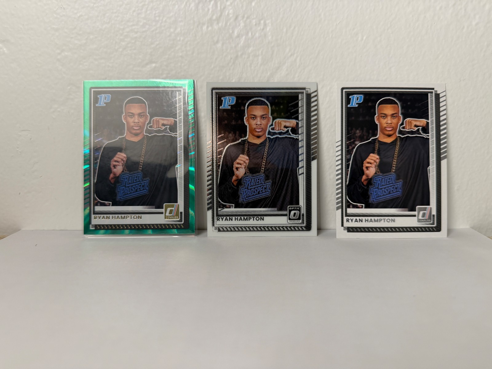 Ryan Hampton 2025-26 Donruss Rated Prospect #91 3 Card Lot Green Laser Optic