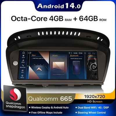 Qualcomm CarPlay Android 14 Autoradio  IPS DSP BMW 3/5er E90 E91 E92 E93 E60 CIC