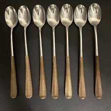 Vintage Ecko Epic Eterna Canoe Muffin 7 Iced Tea Spoons Forged Stainless