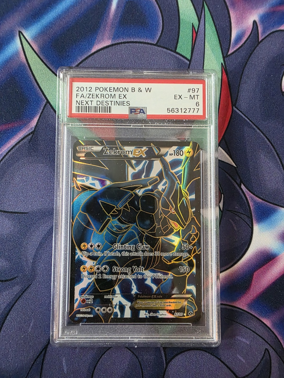 2012 Pokemon Zekrom EX Next Destinies Full Art #97 PSA 6