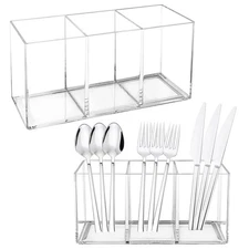 Rainmae 2-Pack Acrylic Cutlery Utensil Holder Storage Organizer Kitchen Drawer