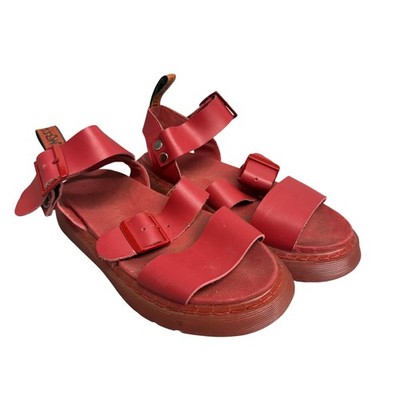 Dr. Martens Sandals Womens Size 7 Red Leather Strappy Platform Shoes 13556
