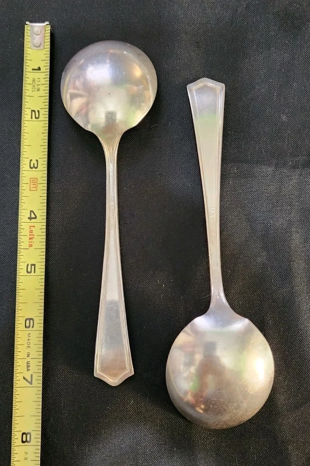 ✅️ LOT OF 2 ANTIQUE c1915 SALEM AKA LOWELL SILVERPLATED GUMBO SOUP SPOONS 🥣 - Image 2 of 4