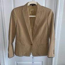 Theory Camel Blazer Size 2 Tailored Single Button Career Jacket